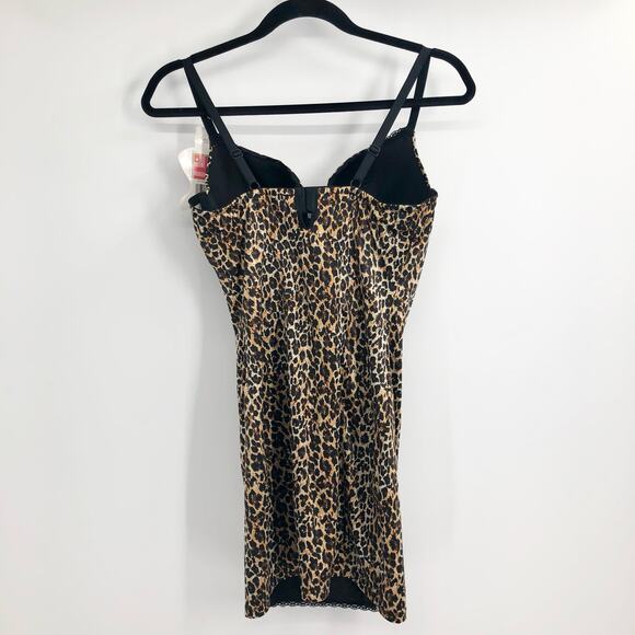BRAND NEW Leopard Print Fitted Slip Dress Bustier Padded Bra Size 38D - Picture 3 of 6